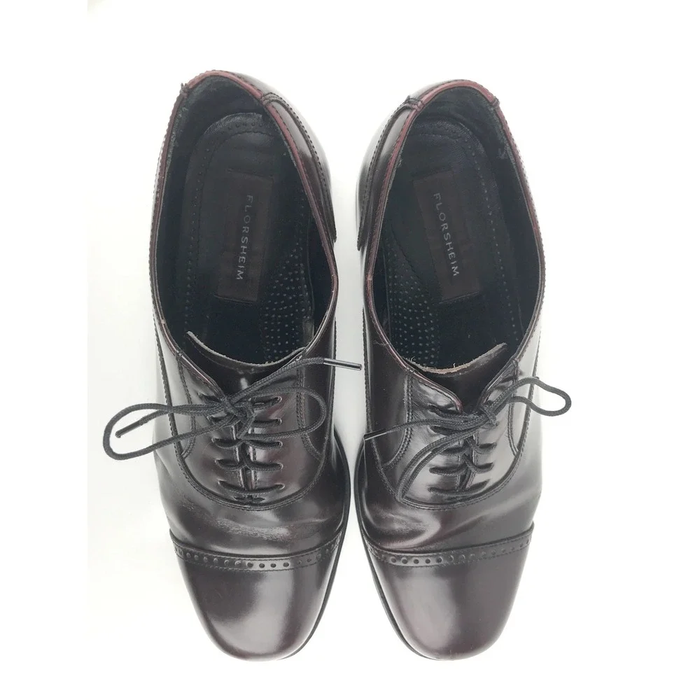 Florsheim Oxford Mens Cap Toe Dress Shoes Leather Dark Brown‎ Lace Up 9.5 EEE